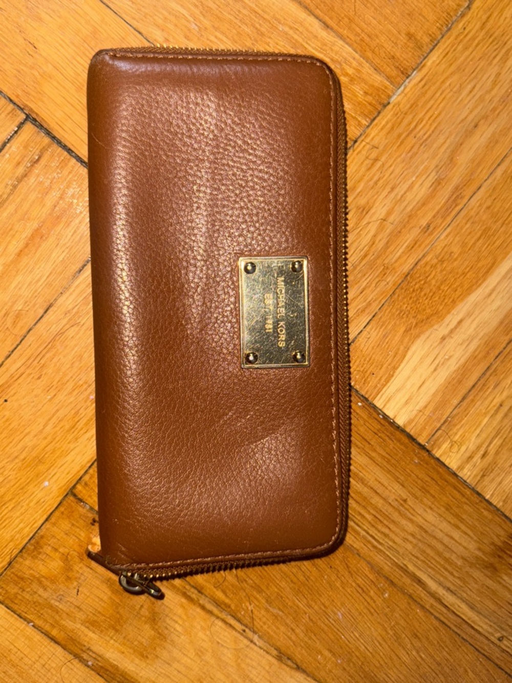 Michael Kors Cognac Zip-Around Leather Wallet